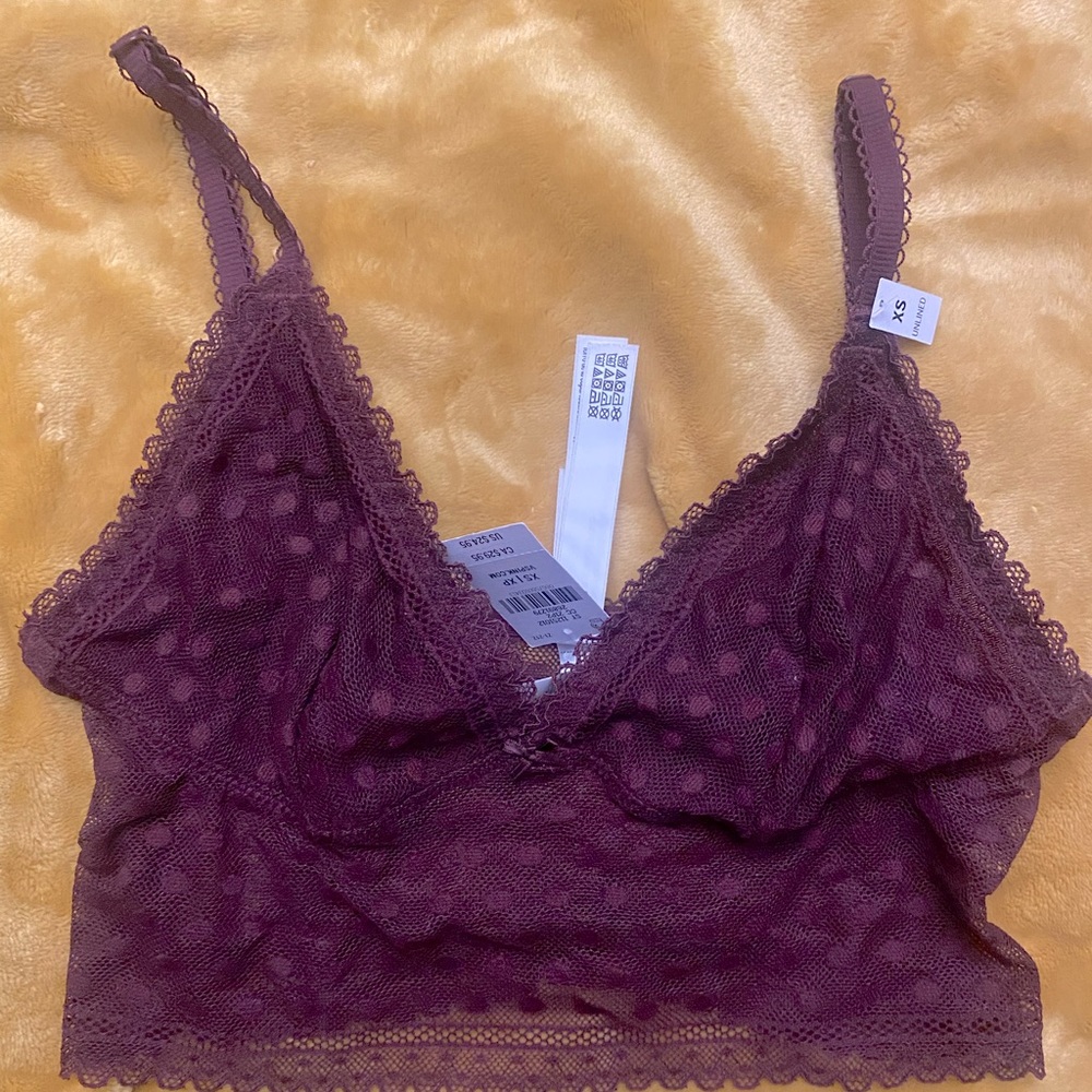 NWT VS/PINK Maroon Lace Bralette